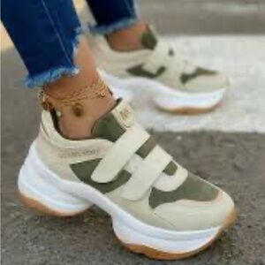 Michael Kors Women's Chunky Athletic Sneakers in Olive and Beige